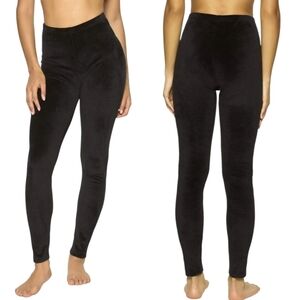 VELVETY Leggings Black Stretch Vintage Pants Velour Medium Large